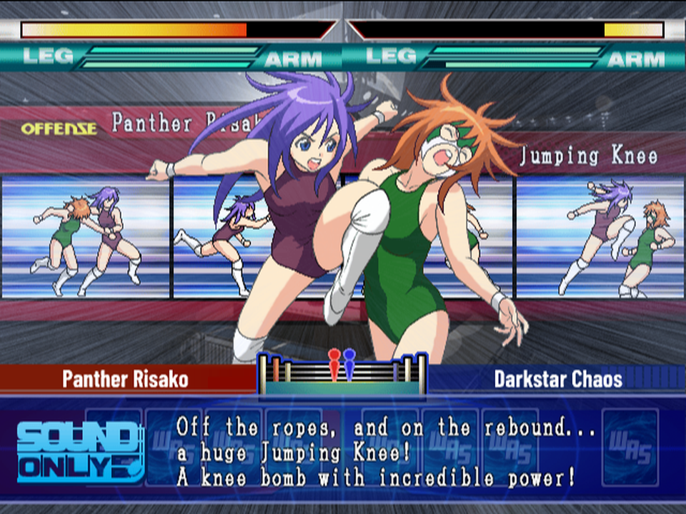 Panther Risako lands a Jumping Knee on Darkstar Chaos